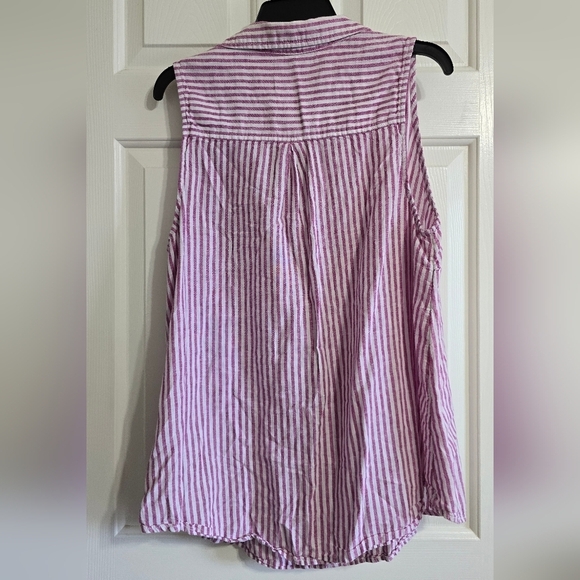 Terra & Sky Pink Striped Button Down Sleeveless Shirt - Picture 3 of 4
